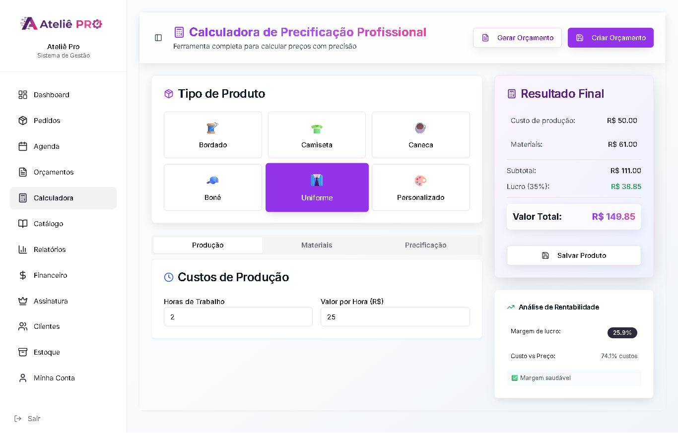 Calculadora de Precificação Profissional